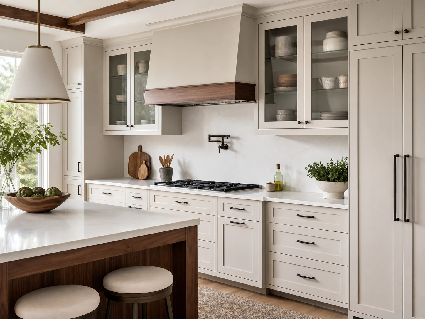 Custom home builder reviewing a detailed cabinet package
